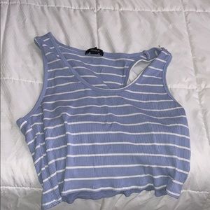 Light blue striped forever 21 crop top